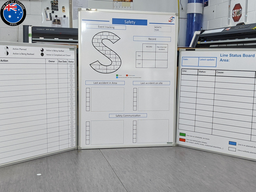 Custom Printed Dry Erase Laminated Visual Tracker Safety Line Status Business Whiteboards