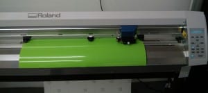 Our sticker cutting machine with green vinyl