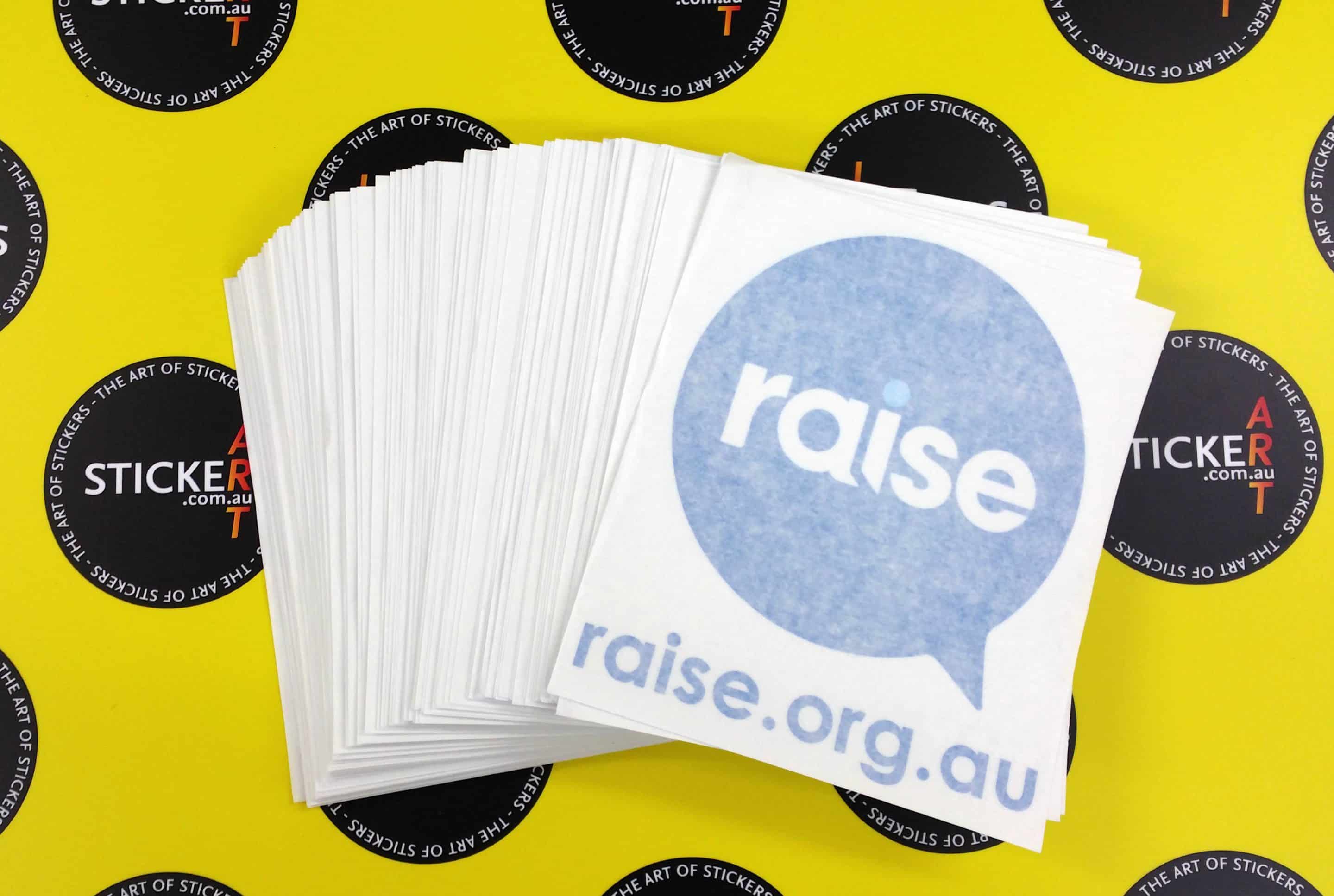 Printed and cut stickers for Raise Foundation