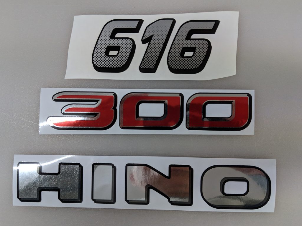HINO reproduction stickers.