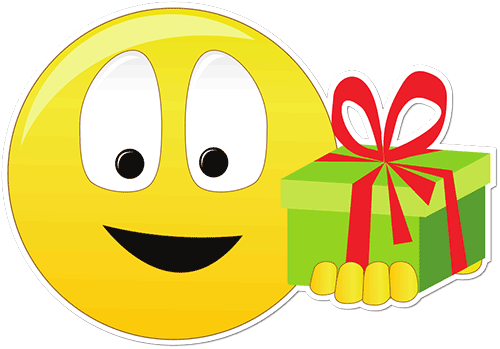 Smiley Face Present Printed Sticker