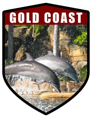 QLD Shield Gold Coast Seaworld Dolphins Leaping