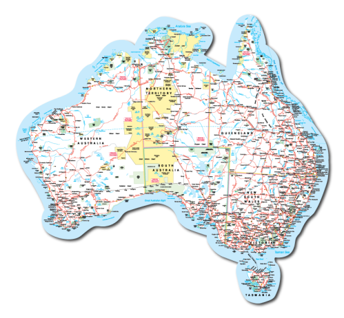 Map of Australia with Major Roads