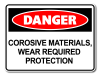 Danger Corosive Materials, Wear Required Protection [ID:1906-10443]