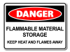 Danger Flammable Material Storage Keep Heat And Flames Away [ID:1906-10536]