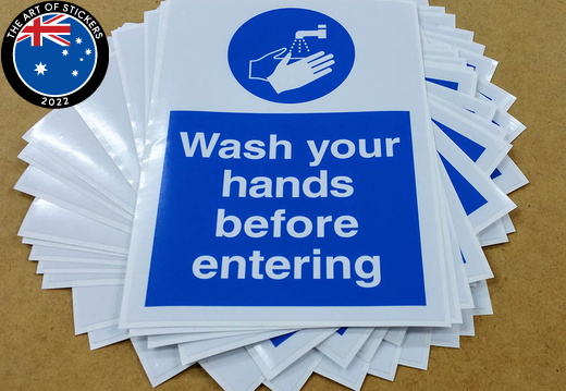 201702 custom printed wash hands before entering stickers