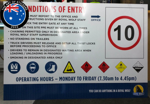 2015 11 the art of stickers australia aluminium composite material printed laminated sign royal wolf banyo queensland