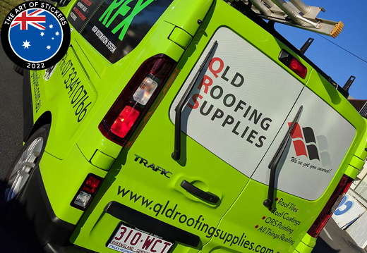 2016 06 rfx queensland roofing supplies underwood commerical van signage rear one way vision