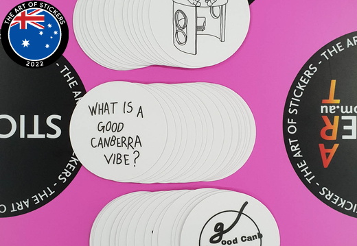 Custom Printed Circle Good Canberra Vibes Matte Laminated Stickers