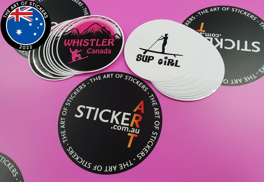 Custom Printed Whistler Canada and Sup Girl Stickers