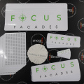 Custom Printed Focus Facades and Building It Better Vinyl Cut Lettering Business Stickers