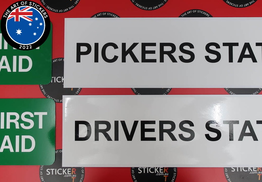 Custom Signage First Aid And Printed Drivers Station Stickers
