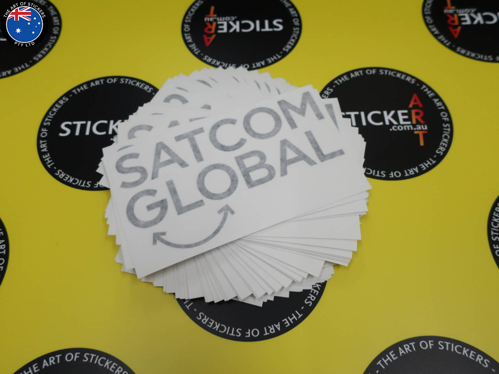 Custom Vinyl Cut SATCOM Global Business Lettering Decals