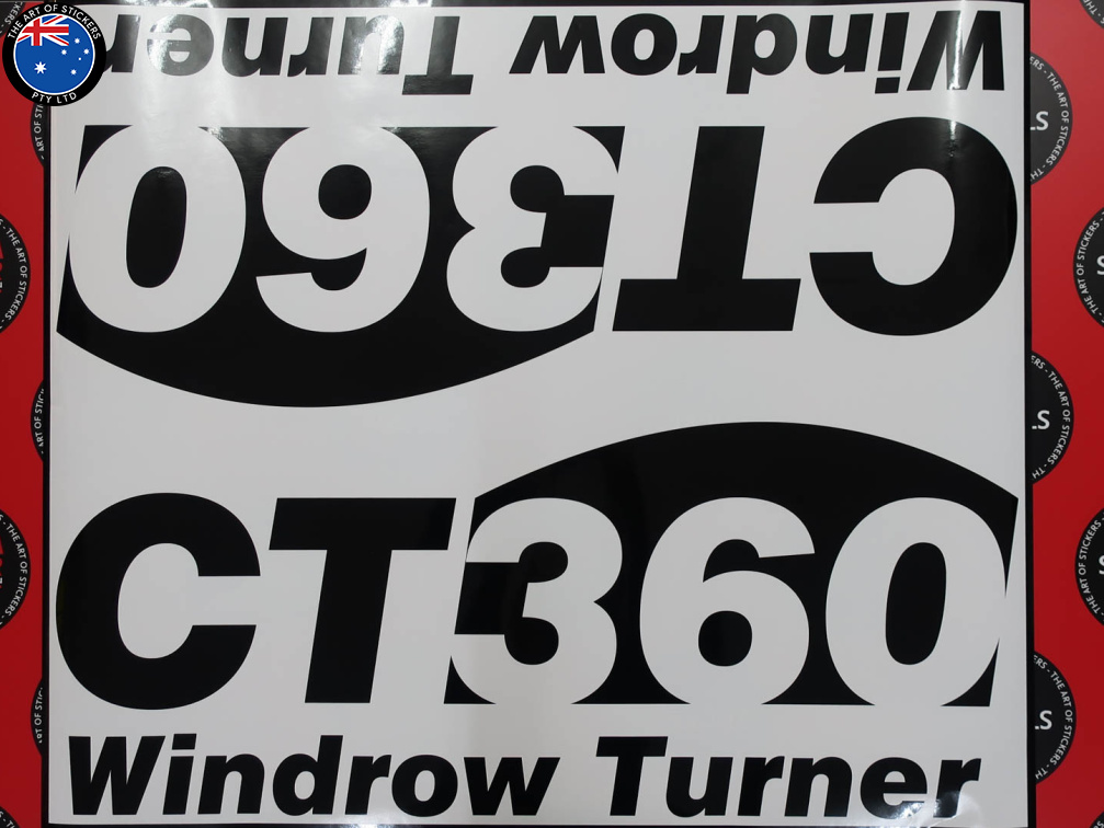Custom Vinyl Cut Lettering Windrow Turner CT360 Farm Machinery Decals