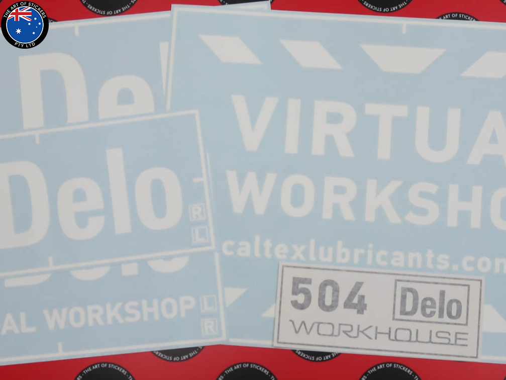 Custom Vinyl Cut Lettering Caltex Lubricants Delo Virtual Workshop Business Stickers