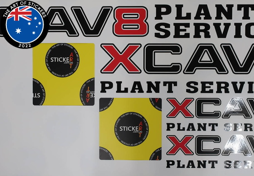 Custom Printed XCAV8 Plant Services Business Decals