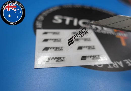 Custom Printed Clear Effect Audio Business Stickers