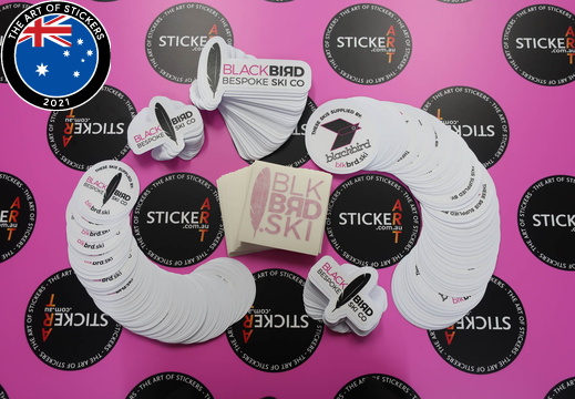 Custom Printed Die-Cut Black Bird Bespoke Ski Co Vinyl Cut Lettering Logo Business Stickers