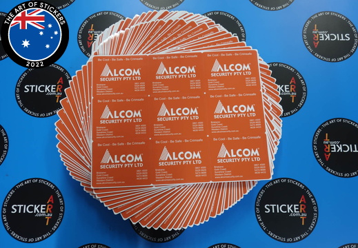 Custom Printed Alcom Security Vinyl Business Sticker Sheets