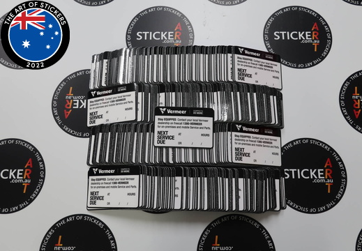 Custom Printed Die-Cut Vermeer Service Due Vinyl Business Label Stickers