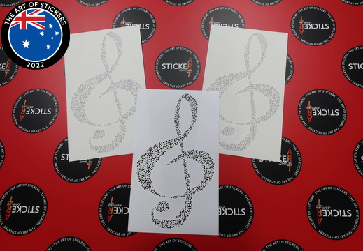Catalogue Printed Contour Cut Notes in Treble Clef Vinyl Stickers