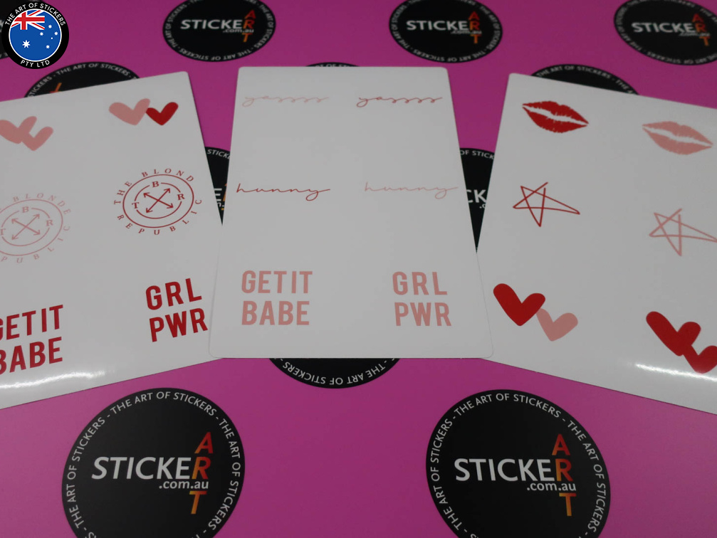 Custom Printed Contour Cut Die-Cut The Blonde Republic Girl Power Hearts Stars Kiss Vinyl Sticker Sheets