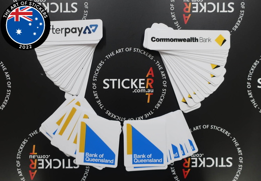 Catalogue Printed Contour Cut Die-Cut Bank Of Queensland Commonwealth Bank Afterpay Vinyl Stickers