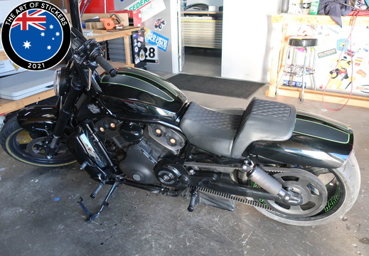 Custom Vehicle Harley-Davidson V-Rod Motorbike Two-Tone Lettering Stripes Side