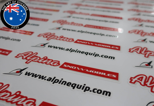 Custom Printed Contour Cut Alpina Snow Mobiles Vinyl Business Stickers