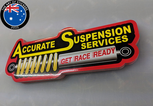 Die-cut printed stickers for Accurate Suspension Services