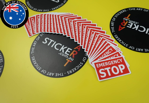 Custom Printed Contour Cut Die-Cut Clean Emergency Stop Vinyl Business Stickers