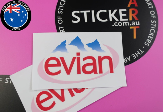 Custom Printed Contour Cut Die-Cut Evian Vinyl Business Stickers