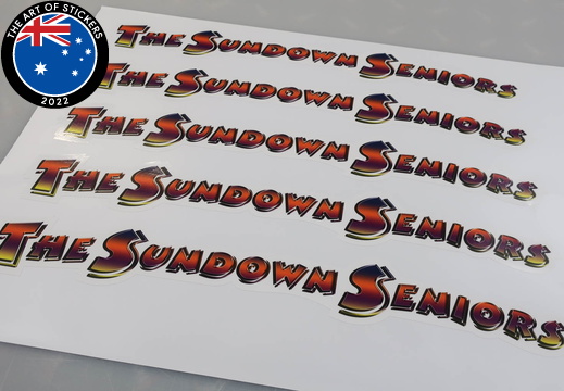 Custom Printed Contour Cut The Sundown Seniors Vinyl Business Stickers