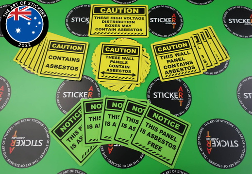 Custom Printed Contour Cut Die-Cut Asbestos Safety Caution Notice Vinyl Business Stickers