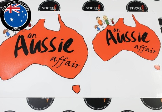 Custom Printed Contour Cut Die-Cut Aussie Affair Vinyl Business Stickers