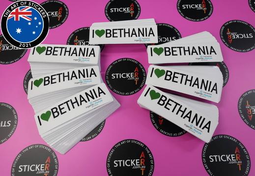 Custom Printed Contour Cut Die-Cut I Love Bethenia Vinyl Business Stickers 