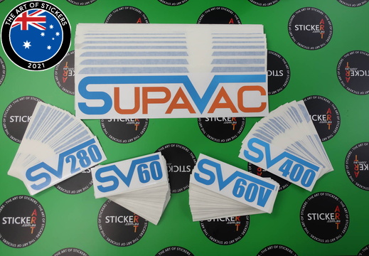 Custom Printed Clear on Reflective Contour Cut Supavac Logo & Model Number Cut Vinyl Business Stickers
