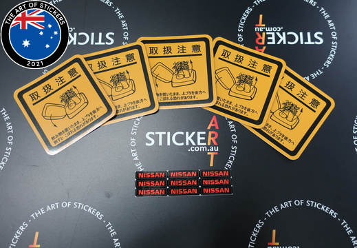 Custom Printed Contour Cut Die-Cut Japanese Warning & Nissan Vinyl Business Stickers