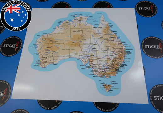 Catalogue Printed Contour Cut Australian Map Vinyl Stickers