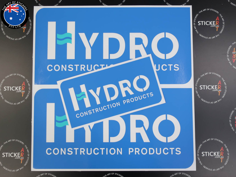 Custom Printed Contour Cut Hydro Construction Products Vinyl Business Stickers