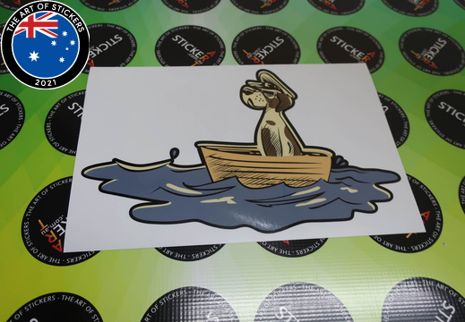 Custom Printed Contour Cut Boat Captain Dog Vinyl Sticker