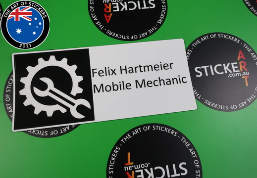 Custom Printed Contour Cut Die-Cut Felix Haermeier Mobile Mechanic Vinyl Business Stickers 