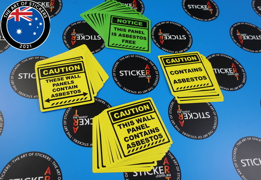 Custom Printed Contour Cut Die-Cut Felix Caution Asbestos Indicator Vinyl Business Stickers 