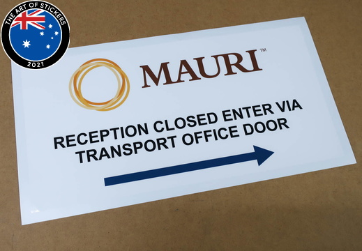 Custom Printed Contour Cut Mauri Reception Closed Vinyl Business Stickers