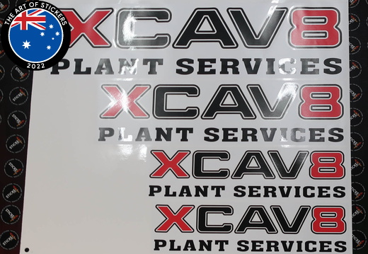 Custom Printed Contour Cut XCAV8 Plant Services Vinyl Business Lettering Stickers