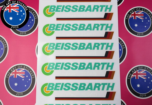 Custom Printed Clear Contour Cut Beissbarth Vinyl Business Stickers 