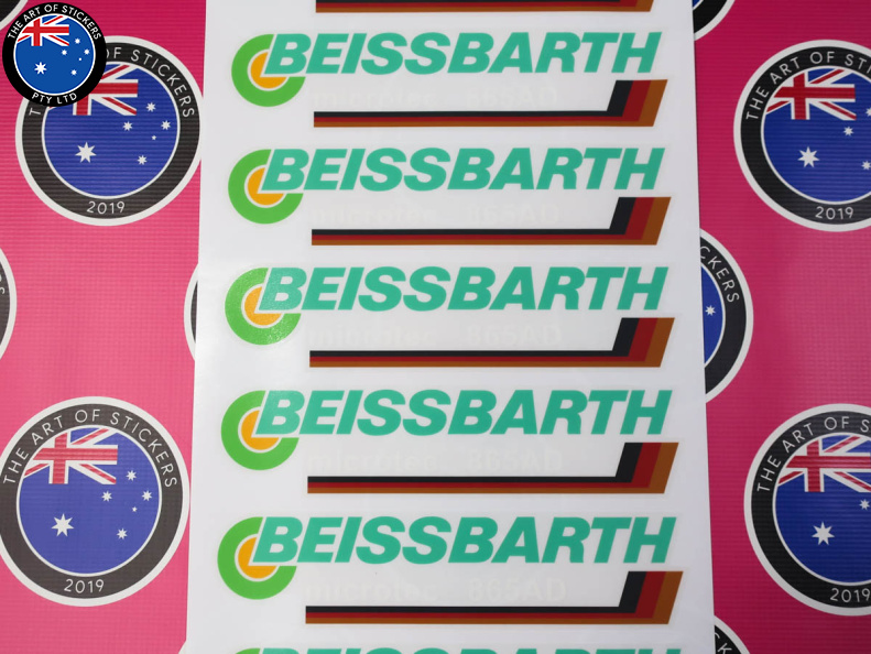 Custom Printed Clear Contour Cut Beissbarth Vinyl Business Stickers 