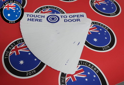 Custom Printed Contour Cut Die-Cut Touch Here Business Stickers 
