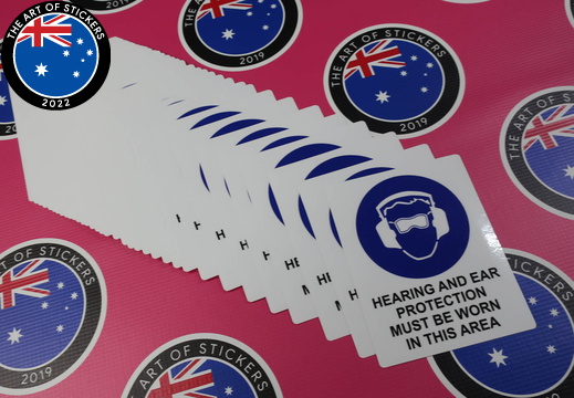 Custom Printed Contour Cut Die-Cut Hearing And Eye Protection Warning Business Stickers