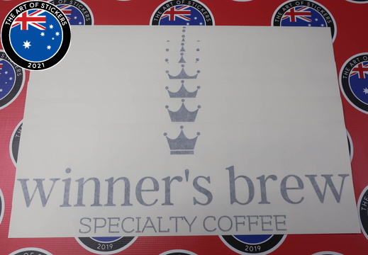 Custom Vinyl Cut Lettering Winner's Brew Coffee Business Logo Stickers